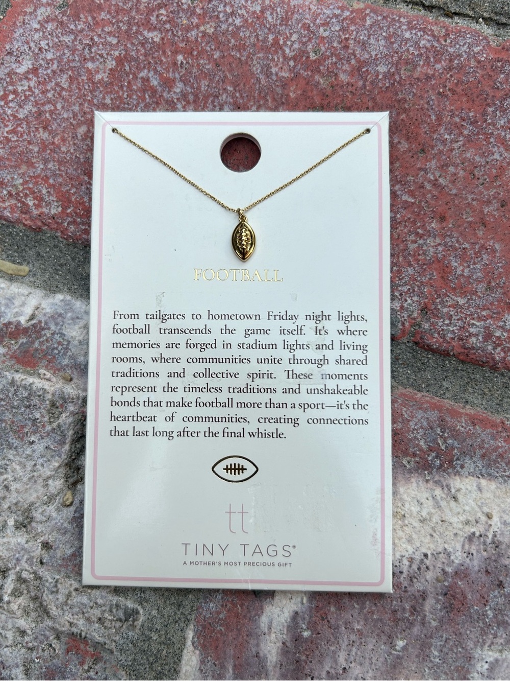 Tiny Tags Gold Football Pendant Necklace 16” - Football Mom Gift - NWT